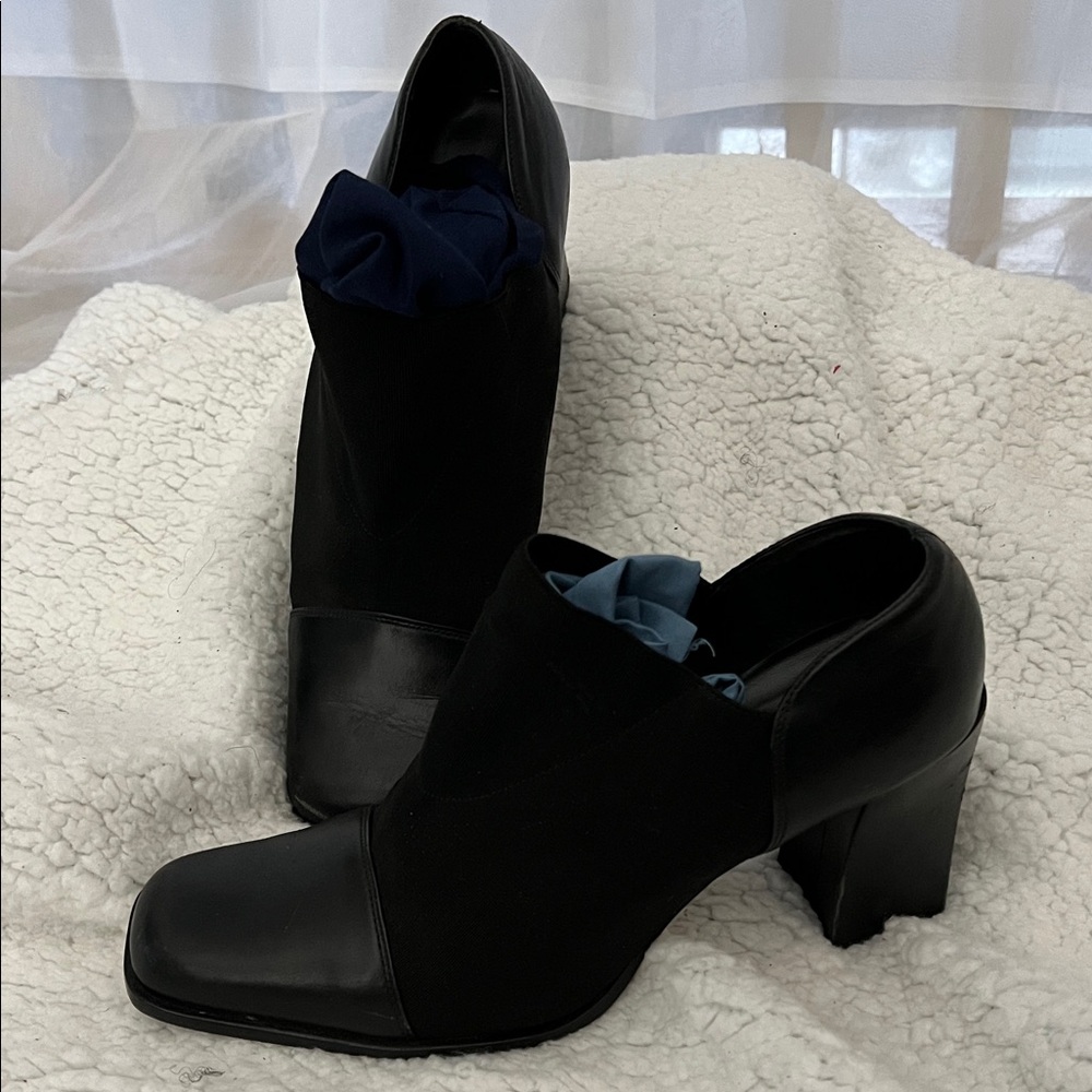 Bakers Black Slip-On Block Heel Shoes